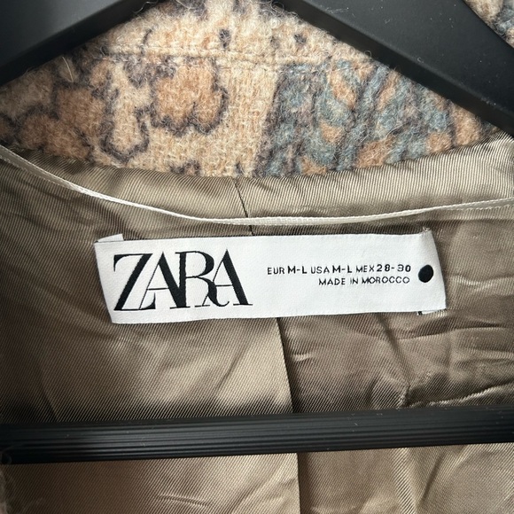 ZARA Long Wool Floral Coat Jacket Cosmic Astrology Zodiac Rose Garden - Picture 4 of 11